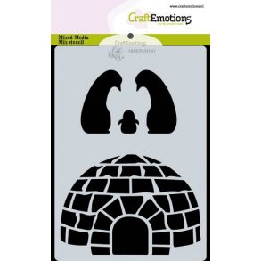 CraftEmotions Mask stencil 0141 Igloo and penguins A6