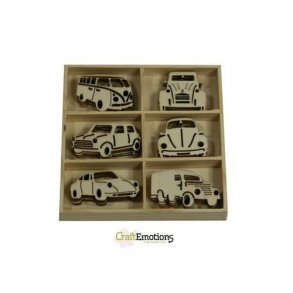 CraftEmotions Wooden ornament box - 0231 - Classic Cars