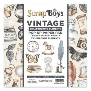 ScrapBoys Papirsblok 15,2x15,2cm - 24 dobbeltsidet ark - Vintage POPVI-03