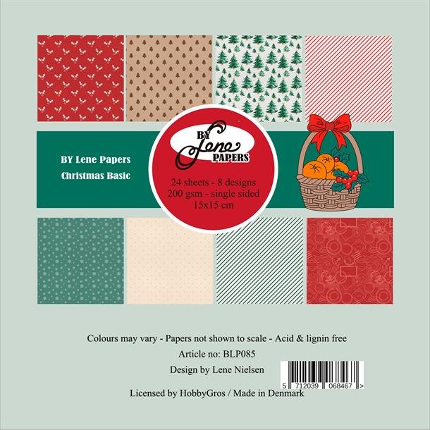 BY LENE Papirblok 15x15 BLP085 - Christmas Basic 