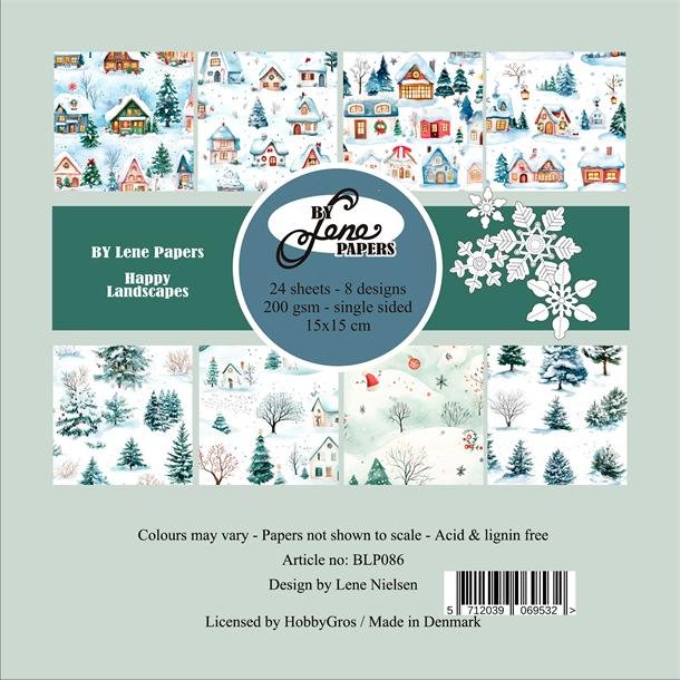 BY LENE Papirblok 15x15 BLP086 - Happy Landscapes