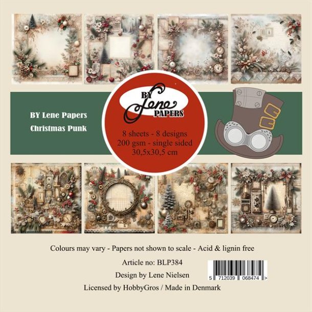 BY LENE Papirblok 30x30 BLP384 Christmas Punk