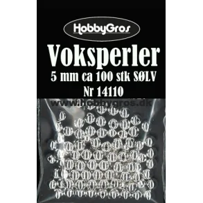 Voksperler 5 mm ca. 100 stk S�LV