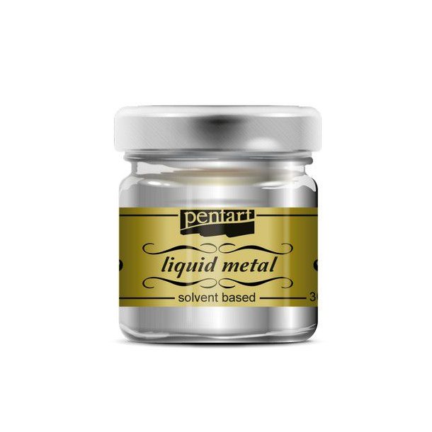 Pentart Liquid metal solvent paint 30ml - 21080 - Silver