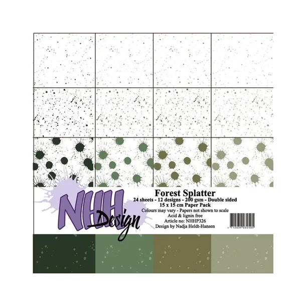 NHH Paperpad 15x15cm -NHHP326 - Forest Splatter