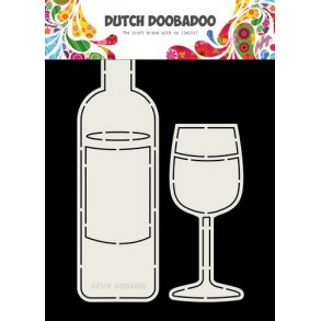 Dutch Doobadoo Card Art - Wine bottle and Glass A5 - 470.713.831