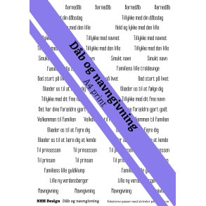 Db/ navngivning  sort tekster p hvid baggrund. Trykt p 250 gr. papir 