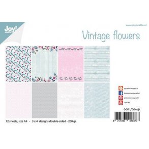Joy Papirsblok A4 - 12 Ark dobbeltsidet - 6011/0649 - Vintage Flowers