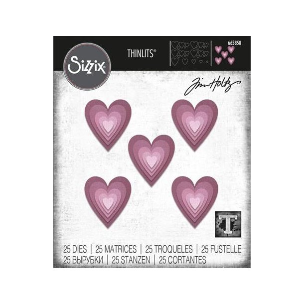 Sizzix / Tim Holtz - Thinlits Die - 665858 - Stacked Tile Hearts