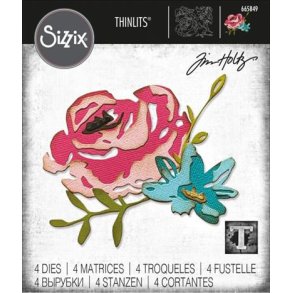 Sizzix / Tim Holtz - Thinlits Die - 665849 - Brushstroke Flowers #4
