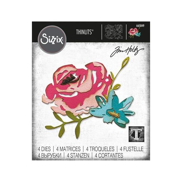 Sizzix / Tim Holtz - Thinlits Die - 665849 - Brushstroke Flowers #4