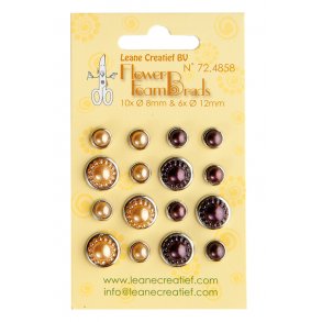 Leane Flower Foam Pearl Brads - 72.4858 - Yellow & Brown