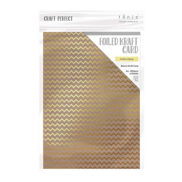 Tonic/Craft Perfect - Foiled Kraft Card - 9340E - Golden Zig Zag