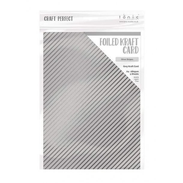 Tonic/Craft Perfect - Foiled Kraft Card - 9342E - Silver Stripes