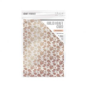 Tonic/Craft Perfect - Foiled Kraft Card - 9349E - Rose Gold Posies