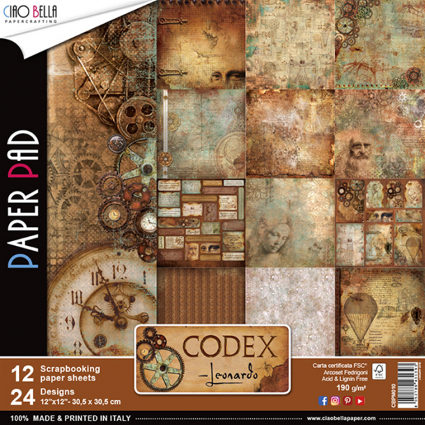 Ciao Bella Paper Pad 12x12 - CBPM010 - Codex Leonardo Collection