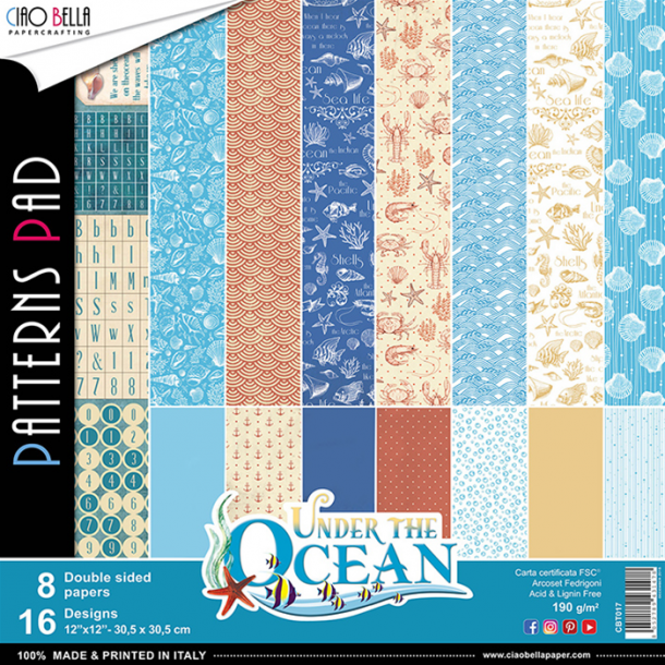 Ciao Bella Patterns Paper Pad 12x12 - CBT017 - Under the Ocean 