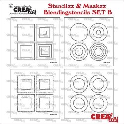 Crealies Stencilzz/Maskzz 4x Square smooth &amp; rough edges CLSTMBLSETB