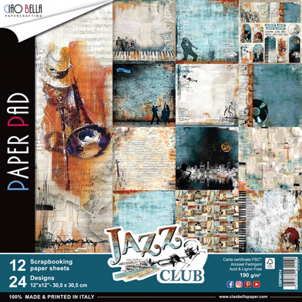 Ciao Bella Paper Pad 12x12 - CBPM014 - Jazz Club