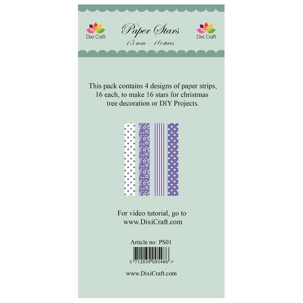 Dixi Craft Paper Stars - Stjernestrimler - PS01 15mm Lilla 