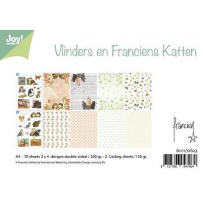 Joy Papirsblok A4 - 8 Ark dobbeltsidet + 2 klippeark ark - 6011/0623 - Franciens Cats & Butterflies