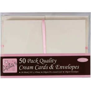 Kort & Kuverter 50 stk s�t A6 Creme