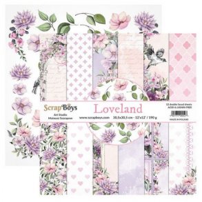 ScrapBoys Papirsblok 30,5x30,5cm - 12 dobbeltsidet ark - Loveland