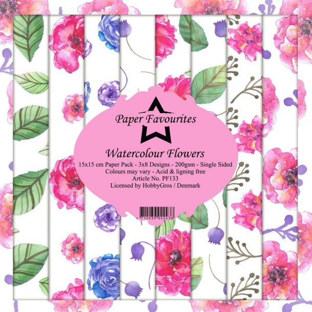 Paper Favourites Paper Pack 15x15 - PF133 - Watercolour Flowers