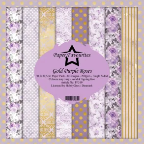 Paper Favourites Paper Pack 30x30 - PF319 - Gold Purple Roses