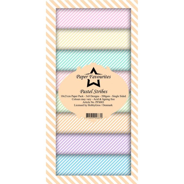 Paper Favourites Slim Card - PFS003 - Pastel Stribes