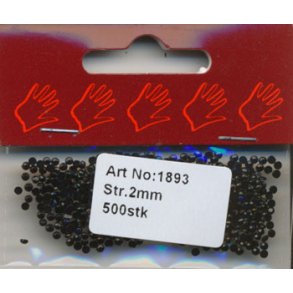 Rhinsten 2mm i akryl sort ca. 500stk - 1893