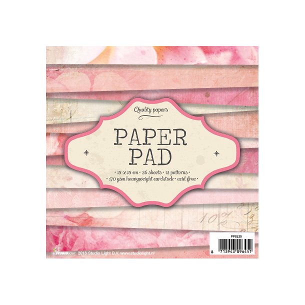 STUDIO LIGHT PAPER PAD 15X15CM 36 ARK PPSL35