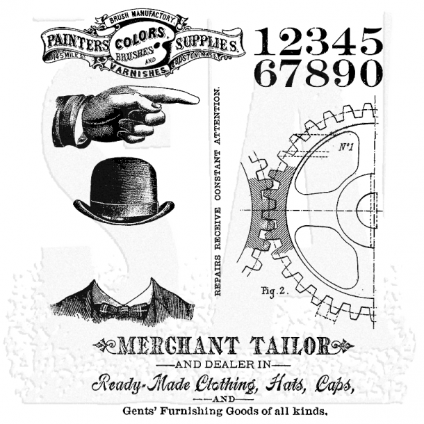 SA / Tim Holtz Cling Stamp - CMS267 - Dapper