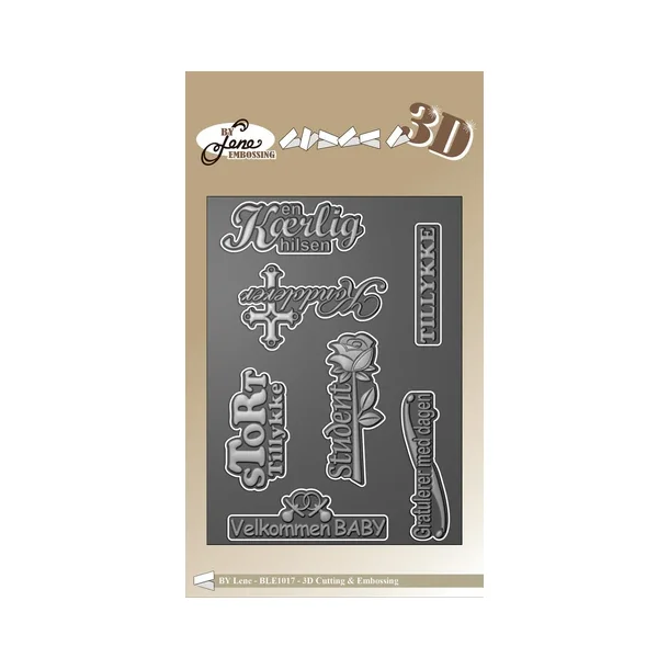 By Lene 3D Embossing Folder A6 - "Danske Tekster" BLE1017