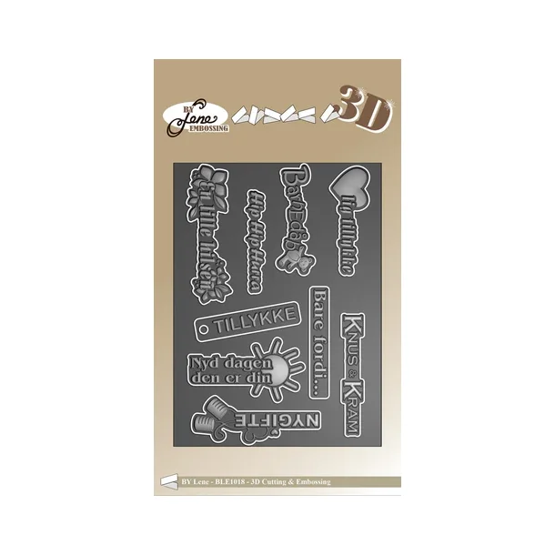 By Lene 3D Embossing Folder A6 - "Danske Tekster" BLE1018
