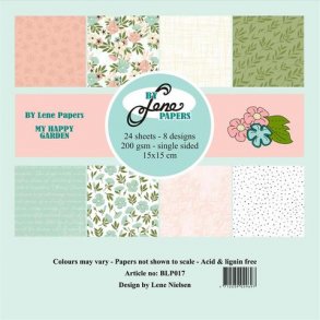 BY LENE Papirblok 15x15 BLP017 - My Happy Garden