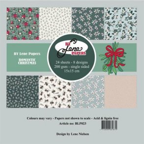 BY LENE Papirblok 15x15 BLP023 - Romantic Christmas 