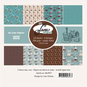 BY LENE Papirblok 15x15 BLP037 - Coffee Break 