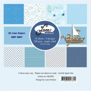 BY LENE Papirblok 15x15 BLP041 - Ship Ahoy