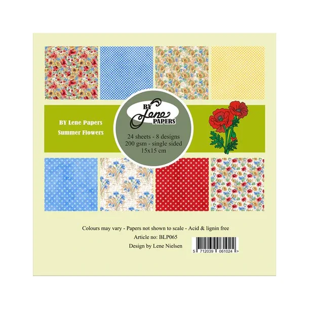 BY Lene Paperpad 15x15 BLP065 "Summer Flowers" DENNE VAR IKKE MED HJEM MEN KOMMER 