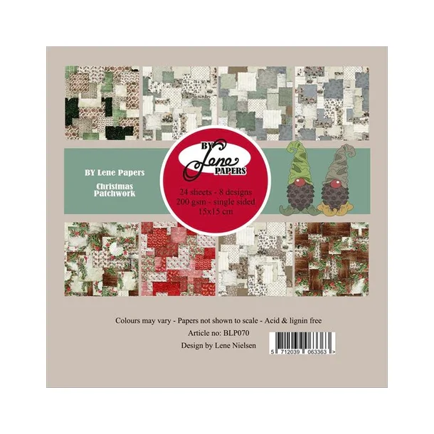 BY Lene Paperpad 15x15 "Christmas Patchwork" BLP070