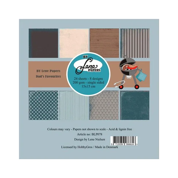 BY LENE Papirblok 15x15 BLP078 - Dad's Favourites