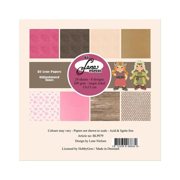 BY LENE Papirblok 15x15 BLP079 - Oldfashioned Tones