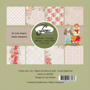 BY LENE Papirblok 15x15 BLP081 - Senior Romance