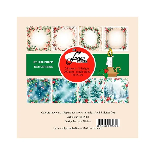 BY LENE Papirblok 15x15 BLP083 - Real Christmas