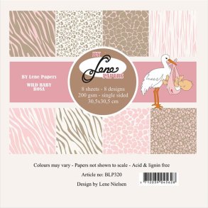 BY LENE Papirblok 30x30 BLP320 - Wild Baby - Rosa