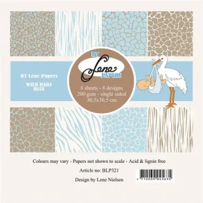 BY LENE Papirblok 30x30 BLP321 - Wild Baby - Blue