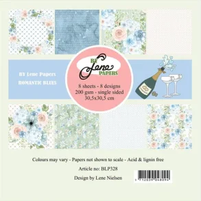 BY LENE Papirblok 30x30 BLP328 - Romantic Blues  