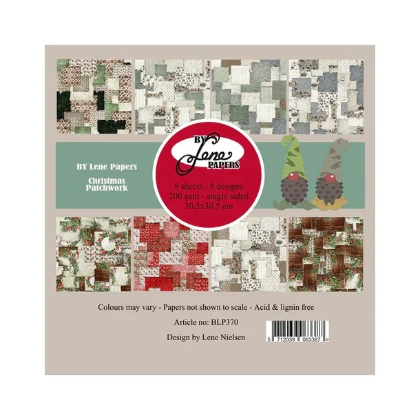BY LENE Papirblok 30x30 "Christmas Patchwork" BLP370