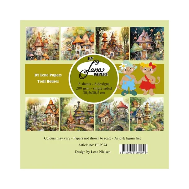 BY LENE Papirblok 30x30 "Troll Houses" BLP374